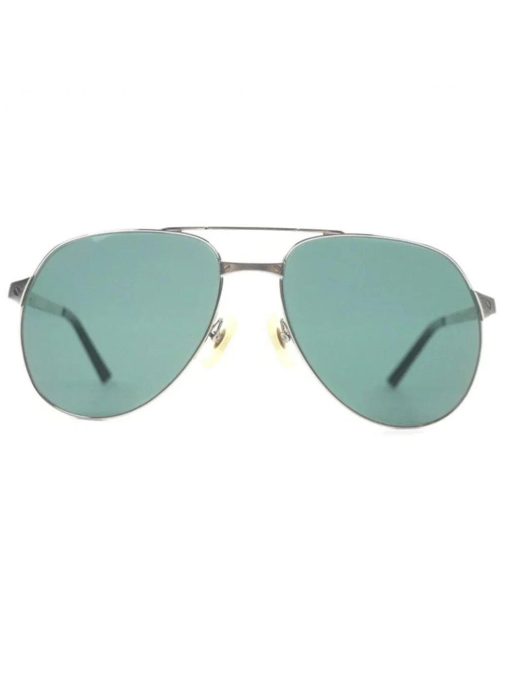 Cartier Vintage Santos Dumont Teardrop Sunglasses Silver Green Lenses 59 16